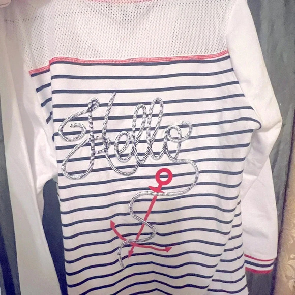 Orly size Large Embroidered Striped Hooded Sweater Style 605-11 - Picture 9 of 11